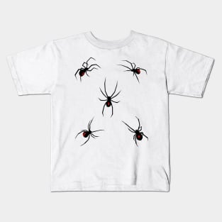 Black Widow Spiders Goth Dark Scary Halloween Kids T-Shirt